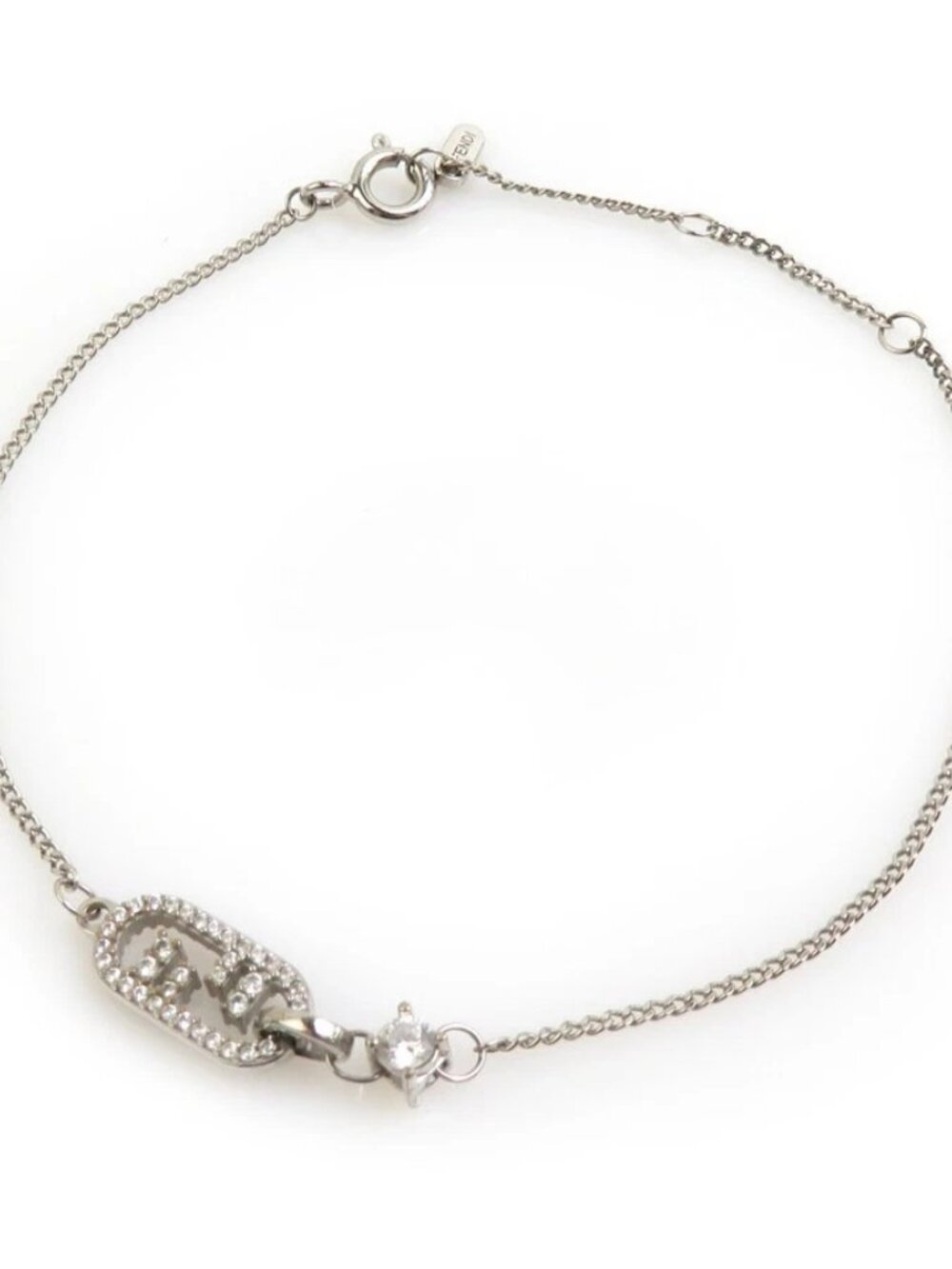 FENDI O'Lock Bracelet Silver Metal/Rhinestones -